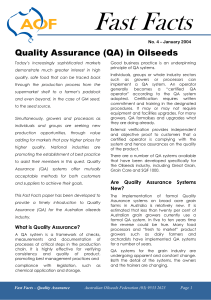 Quality Assurance (QA) in Oilseeds