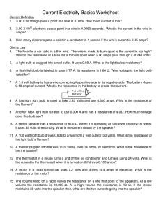 Current Electricity Basics Worksheet