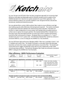 Filter efficiency: MERV Performance Evaluation