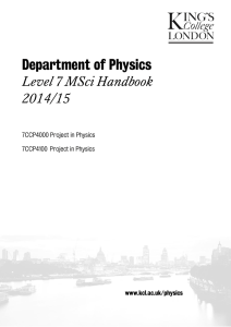 Department of Physics Level 7 MSci Handbook 2014/15