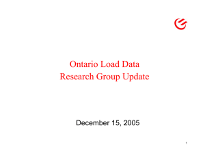 Ontario Load Data Research Group Update