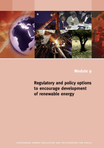 Regulatory and policy options to encourage development of