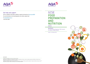 GCSE Food Preparation and Nutrition Specification Specification for
