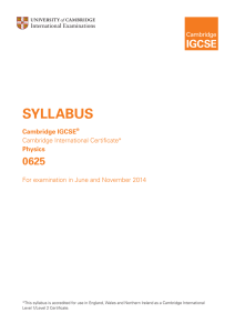 SYLLABUS Cambridge IGCSE