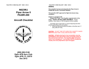 N623WJ Piper Arrow II PA28R-200 Aircraft Checklist