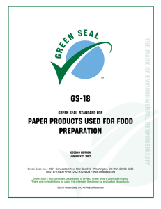 paper products used for food preparation