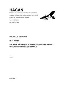 Validity of LEQ as a predictor of the impact of aircraft noise