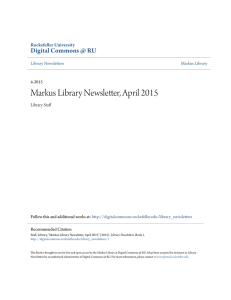 Markus Library Newsletter, April 2015