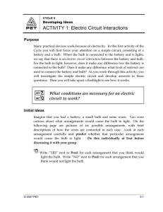 ACTIVITY 1: Electric Circuit Interactions