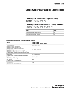 1769-TD008A-EN-P, CompactLogix Power Supplies Specifications