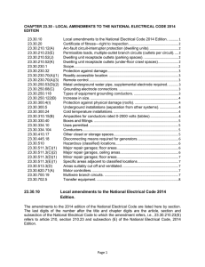 23.30.10 Local amendments to the National Electrical Code 2014