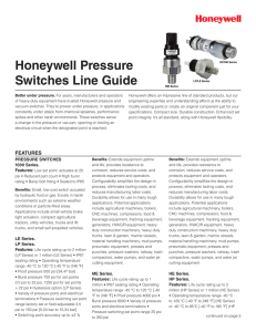 Pressure Switches Line Guide - Honeywell Sensing and Control