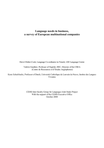 Language needs in business, a survey of European multinational
