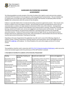 Guidelines on Evidencing Academic Achievement