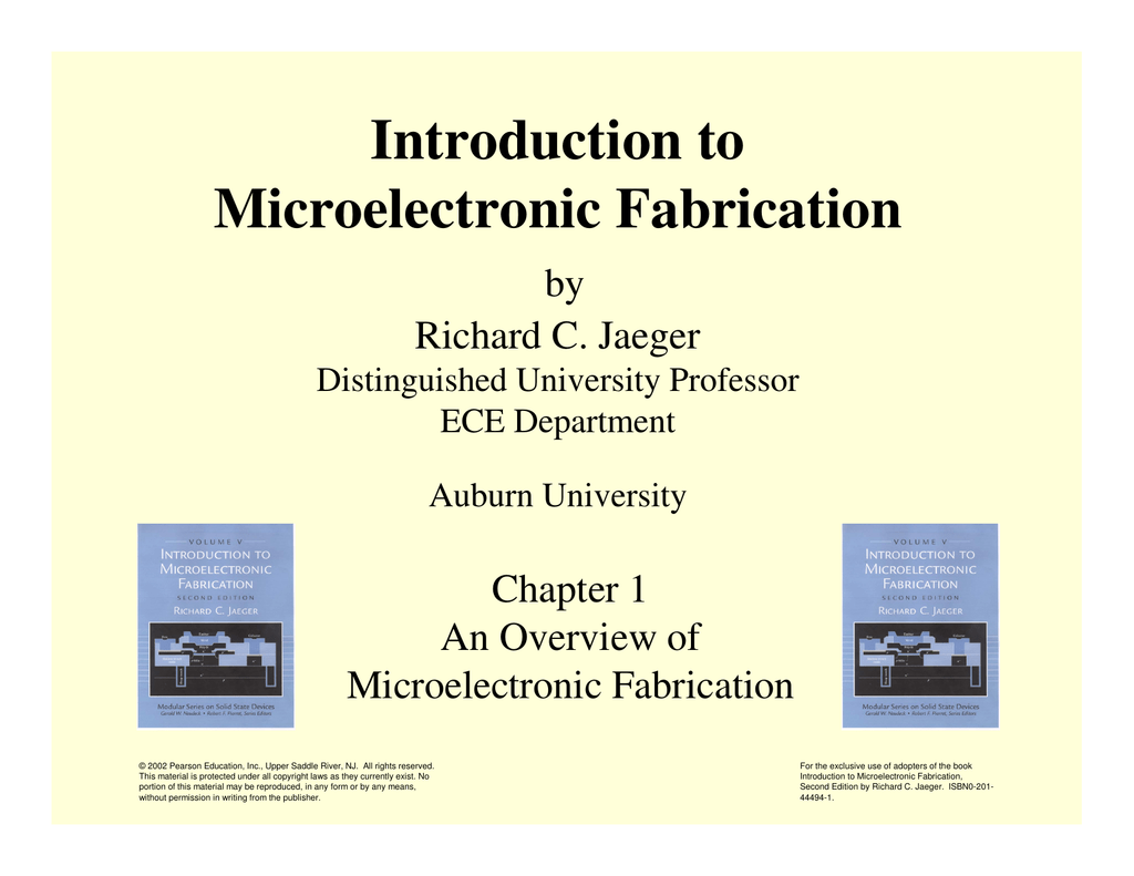 introduction to microelectronic fabrication jaeger free download