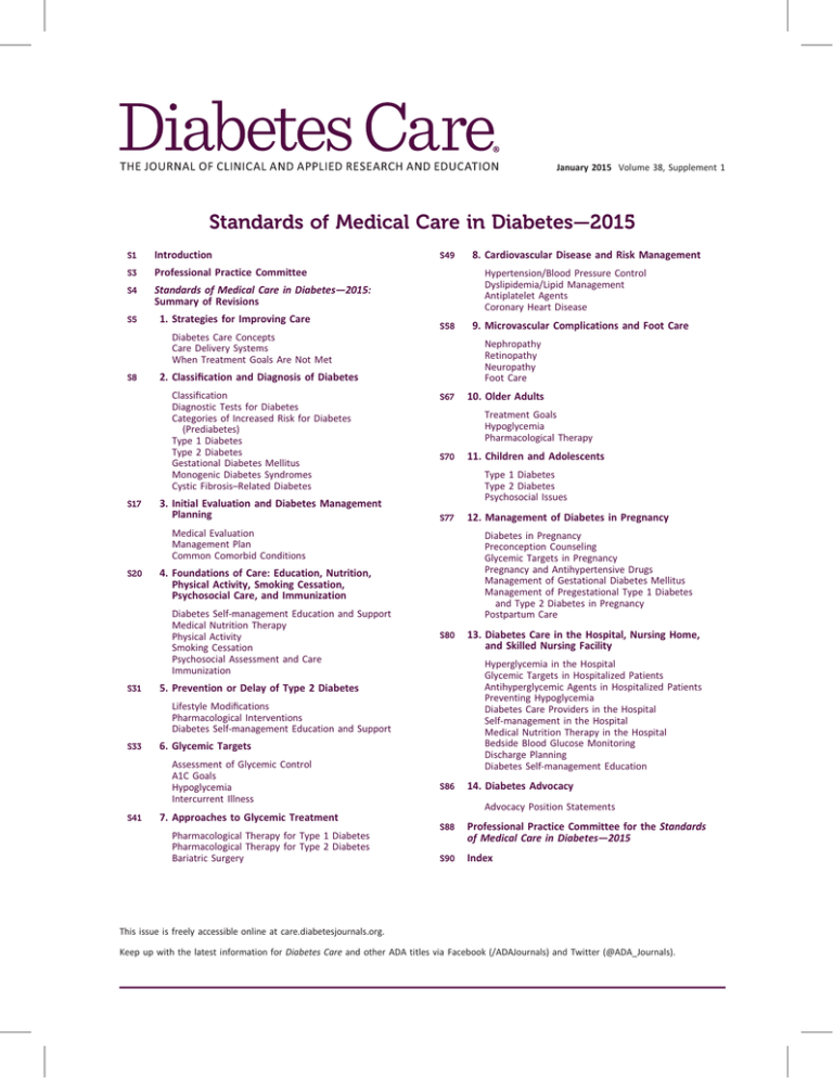 Ada Standards Of Medical Care In Diabetes 2015