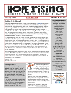 January 2015 www.hrch.org Volume 3, Issue 1 God has Truly Blessed!