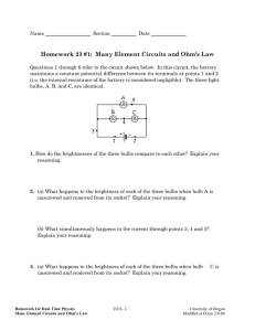 Homework 23 #1: Many Element Circuits and Ohm`s Law