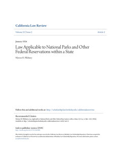 Law Applicable to National Parks and Other Federal Reservations