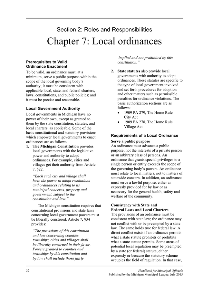 Chapter 7 Local Ordinances