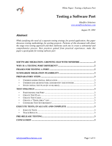 Testing a Software Port:Testing Techniques