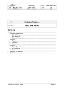 Software Versions MD02-SPE-73-002 Contents