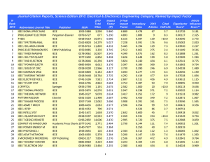 Journal Citation Reports, Science Edition 2010: Electrical