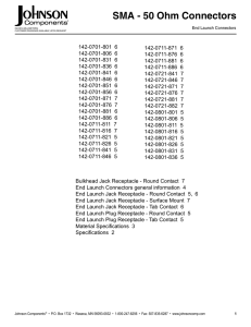 SMA 50 Ohm Connectors (Johnson Components)