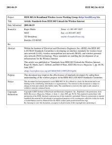 Article: Standards from IEEE 802 Unleash the Wireless Internet