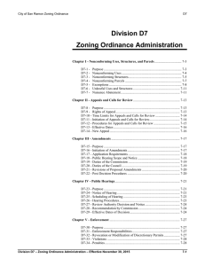 Division D7 – Zoning Ordinance Administration