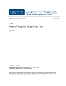 Remembering My Father, Otto Kaus