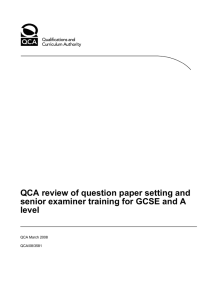 QCA_08_3581 Question paper setting and examiner training report