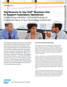 Top Reasons to Use SAP® Business One to Support Subsidiary