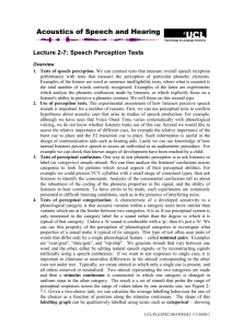 Lecture 2-7: Speech Perception Tests