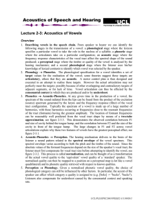 Lecture 2-3: Acoustics of Vowels
