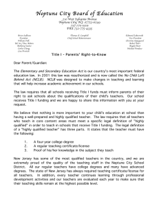Parent Right to Know Letter - Neptune City School District
