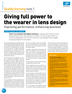 Giving full power to the wearer in lens design