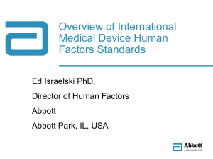 Overview of International Medical Device Human Factors Standards