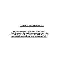 Technical Specifications for Single Phase Electronic