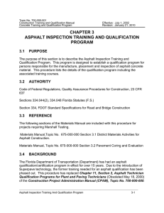 chapter 3 asphalt inspection training and qualification program