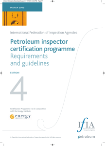 Petroleum inspector certification programme Requirements
