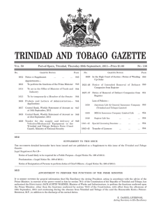 Gazette No. 130 of 2011 - Trinidad and Tobago Government News
