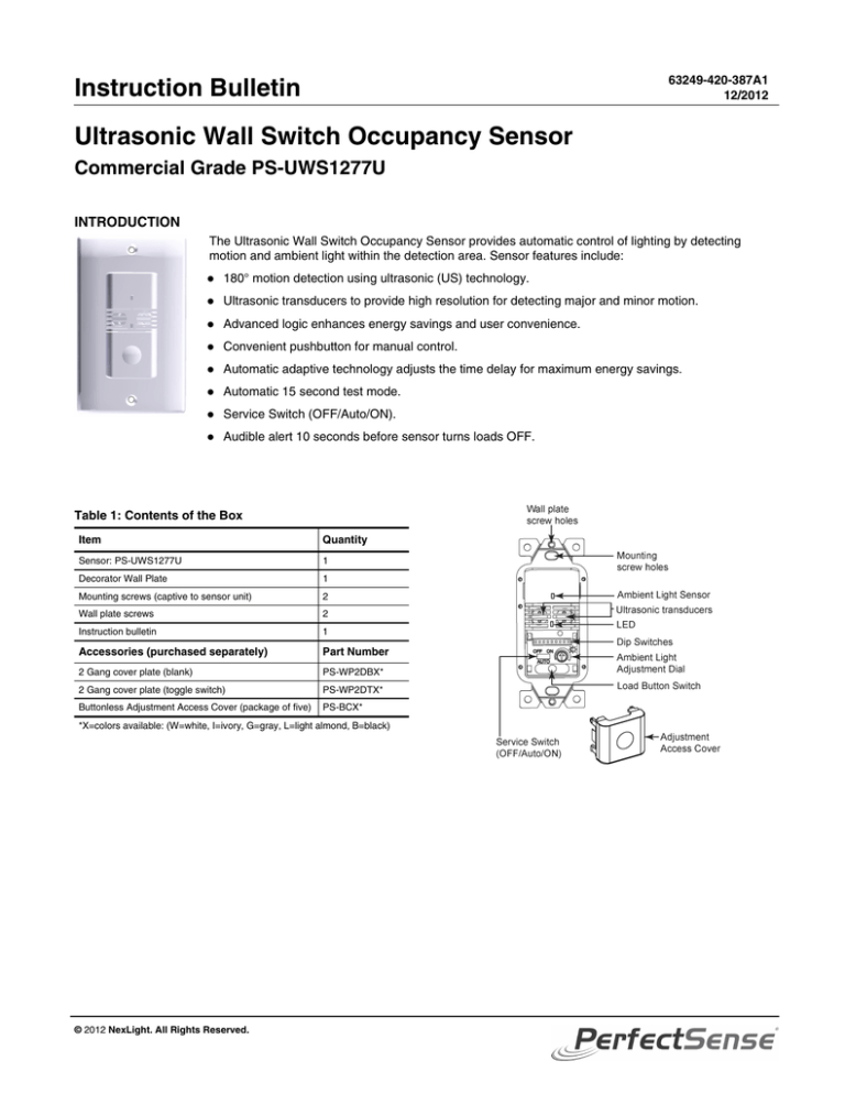 Ultrasonic Wall Switch Occupancy Sensor