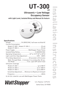 UT-300 Low Voltage Ultrasonic Occupancy Sensor