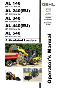 Articulated Loader Operator`s Manual