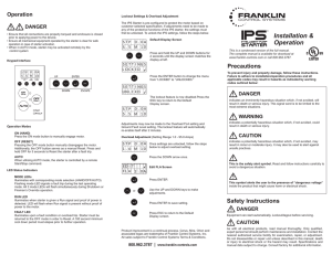 Quick Start - Franklin Control Systems