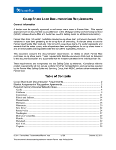 Co-op Share Loan Documentation Requirements