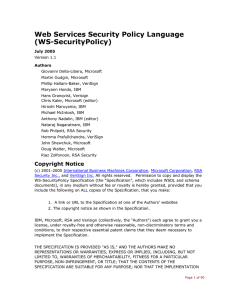 Web Services Security Policy Language (WS