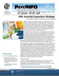 PsycINFO News | Volume 32, Issue 5 | October 2013