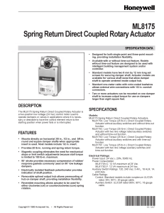 Honeywell ML8175 Spring Return Direct Coupled Rotary Actuator